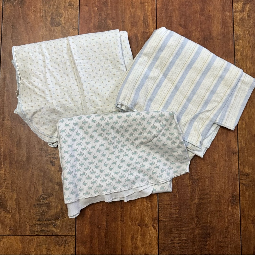 Blue / green striped, polka dot receiving blanket bundle